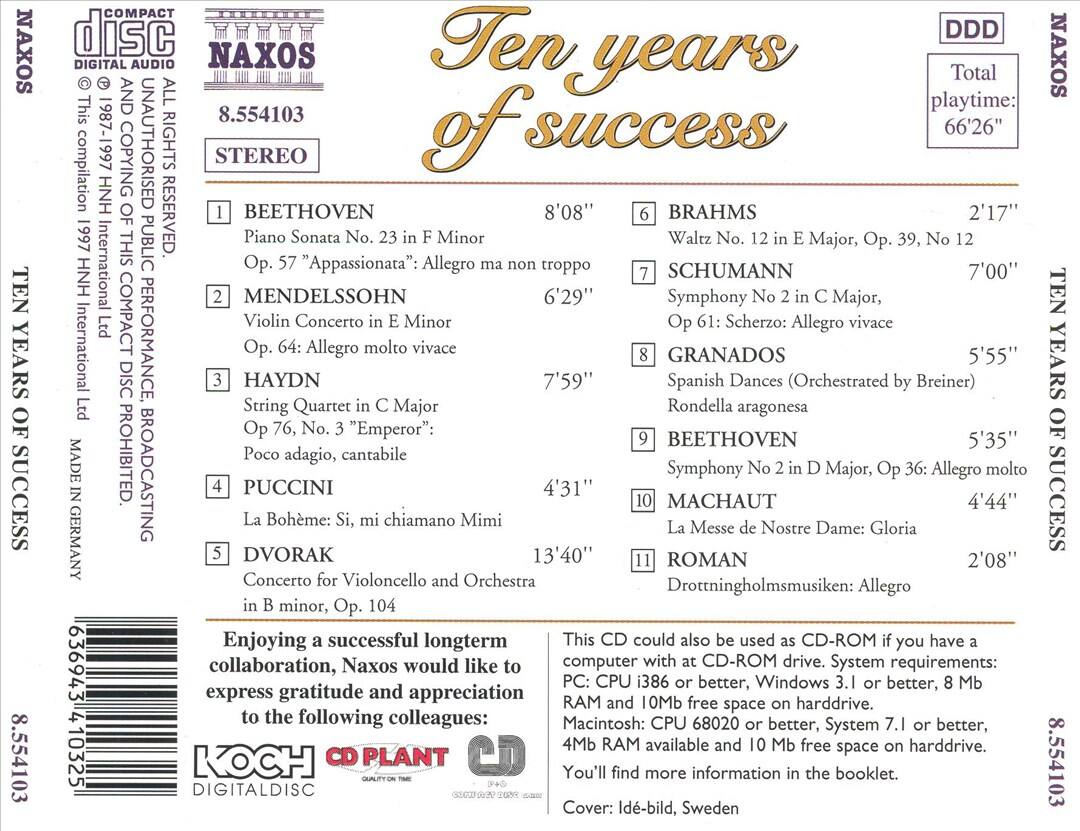 Back. Naxos: Ten Years of Success (includes catalogue as CD-ROM) [CD].