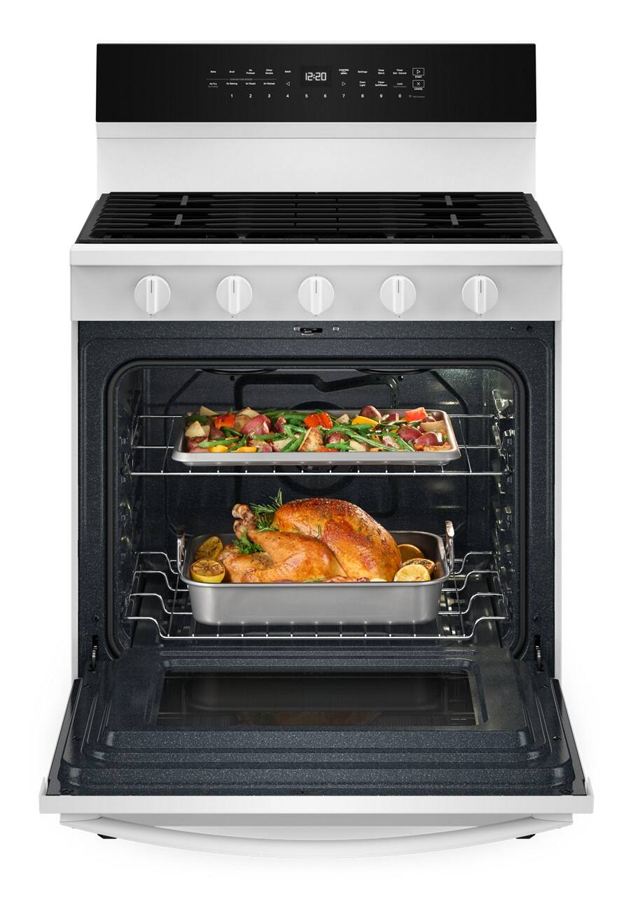 Alt View 3. Whirlpool - 5.0 Cu. Ft. Smart Freestanding Gas Range with Air Cooking Technology, No Preheat Air Fry and Steam/Self Clean - White.