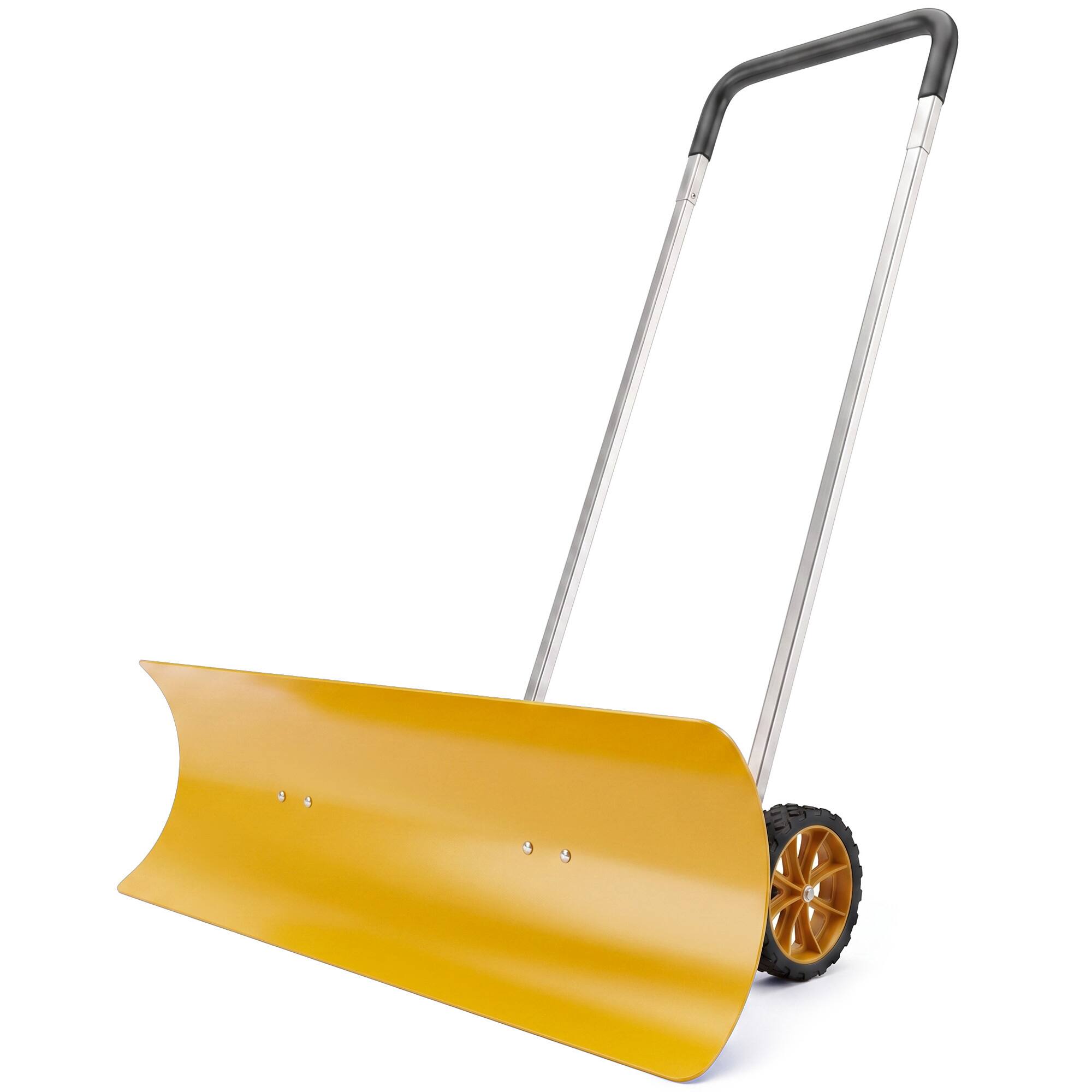 Front. Outsunny - Extra Wide Snow Shovel with Wheels - Yellow.