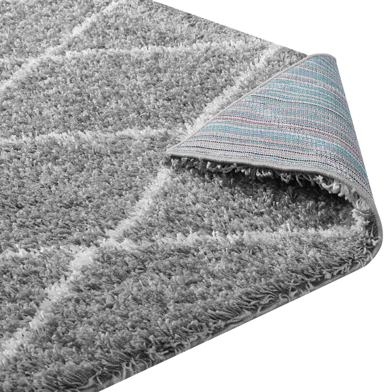 Alt View 3. Modway - Toryn Diamond Lattice Shag Area Rug - Gray and Ivory.