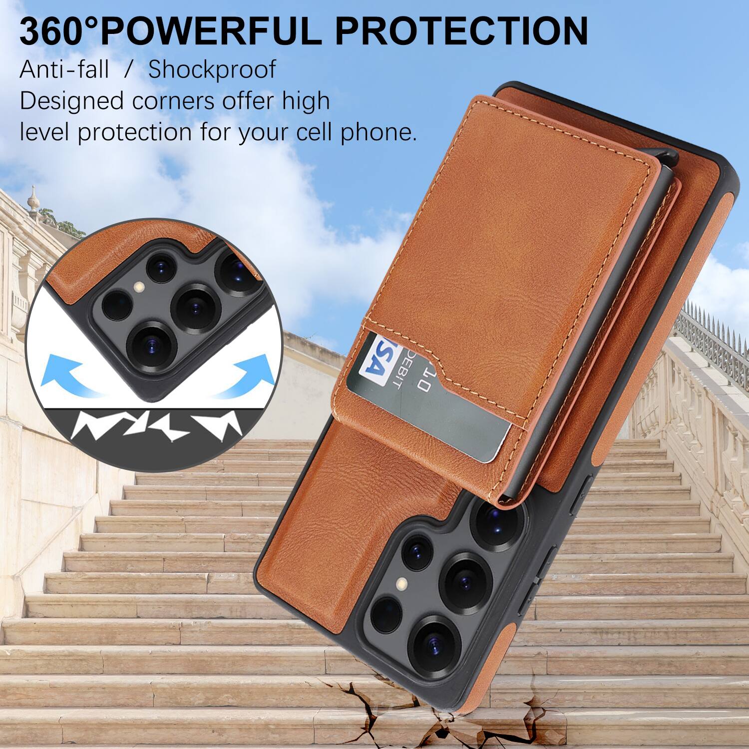 360° POWERFUL PROTECTION  
Anti-fall / Shockproof  
Designed corners offer high level protection for your cell phone.