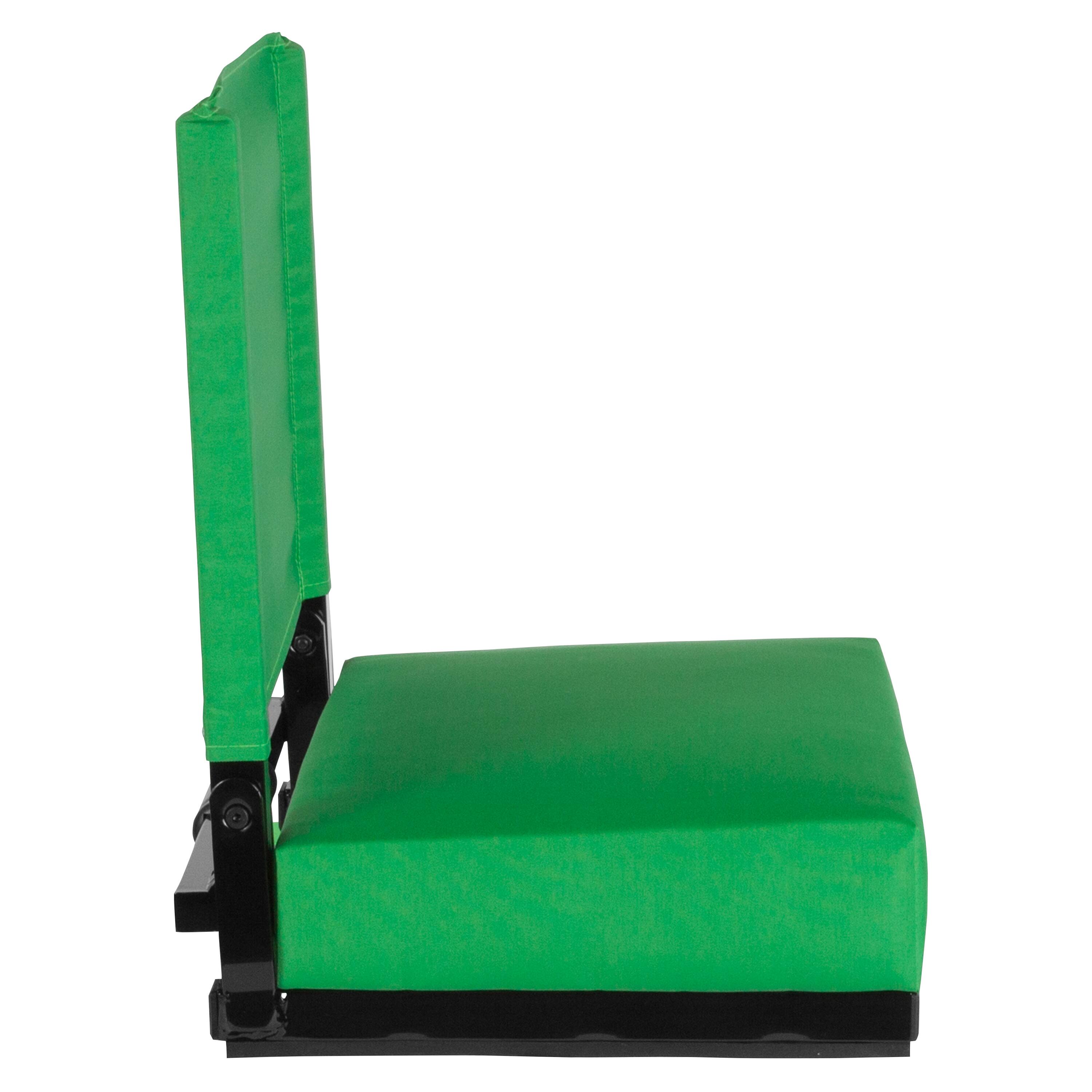 Alt View 5. Emma + Oliver - Set of 2 500 lb. Rated Lightweight Stadium Chair with Ultra-Padded Seat - Bright Green.
