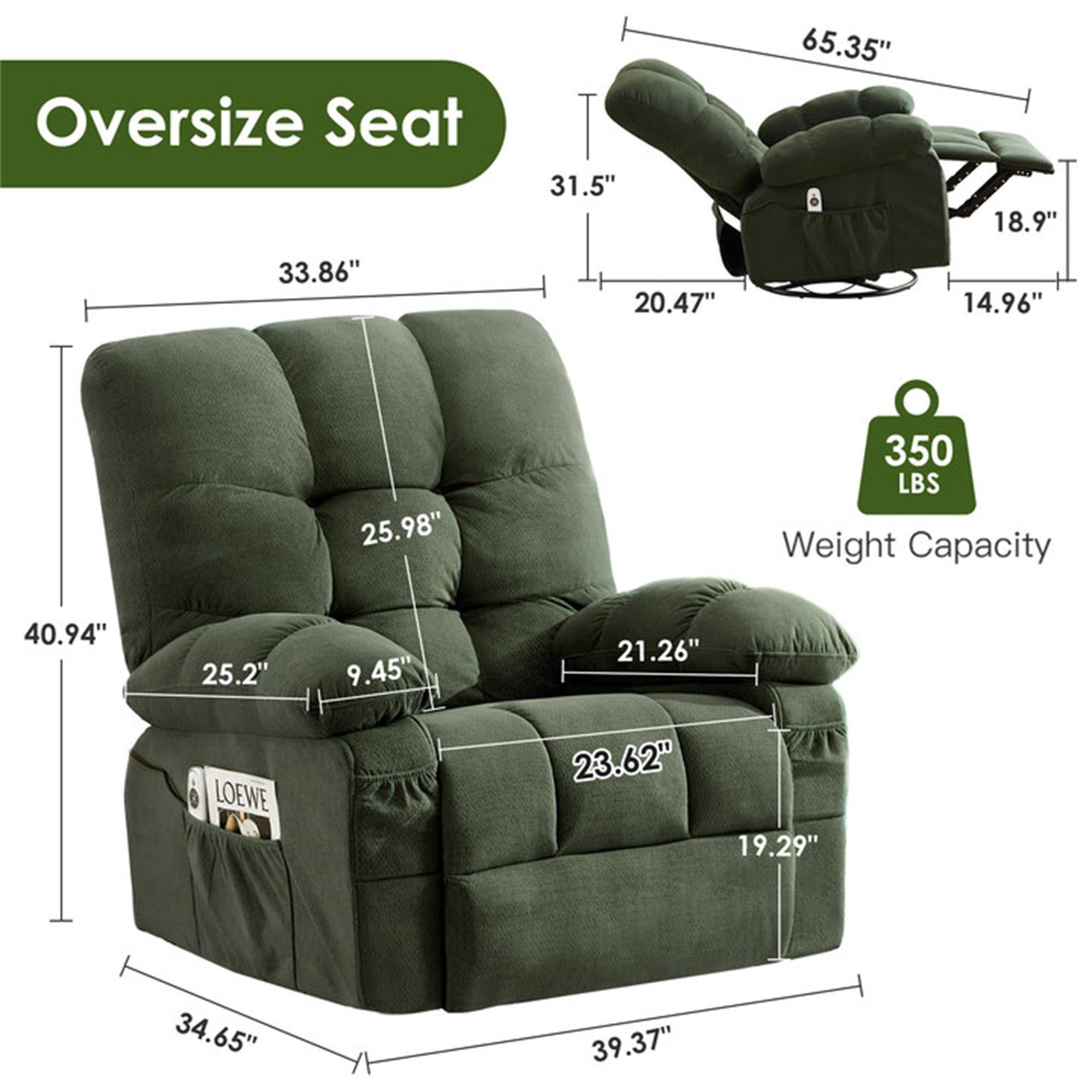 Oversize Seat  
31.5" 65.35" 18.9" 33.86" 20.47" 14.96" 25.98" 350 LBS Weight Capacity  
40.94" 25.2" 9.45" 21.26"  
LOEWE  
23.62" 19.29" 34.65" 39.37"