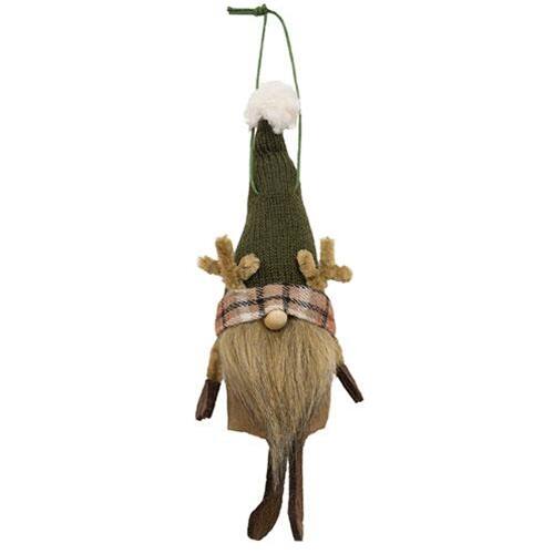 Front. BreeBe - *Green Reindeer Gnome Felted Ornament - Green.