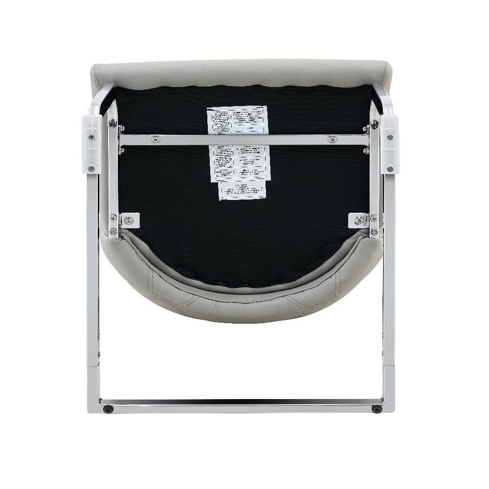 Alt View 10. Loheer - Loheer Light Gray Faux Leather Dining Chairs Set of 2, High Back Upholstered Chairs with Silver Ring - Light Gray.