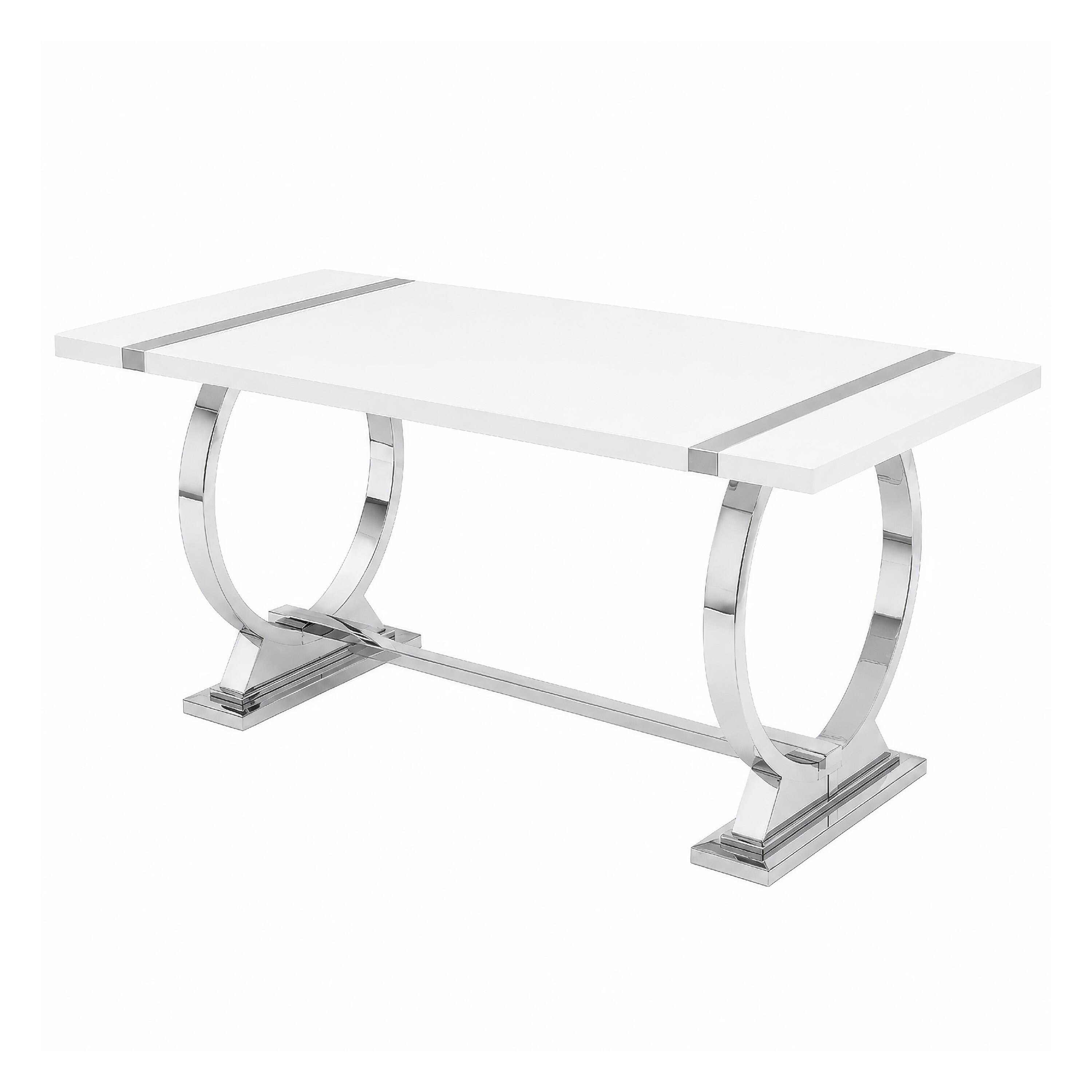 Manhattan Lane Hols Dining Table, Banding on Top, O Shaped Steel Legs ...
