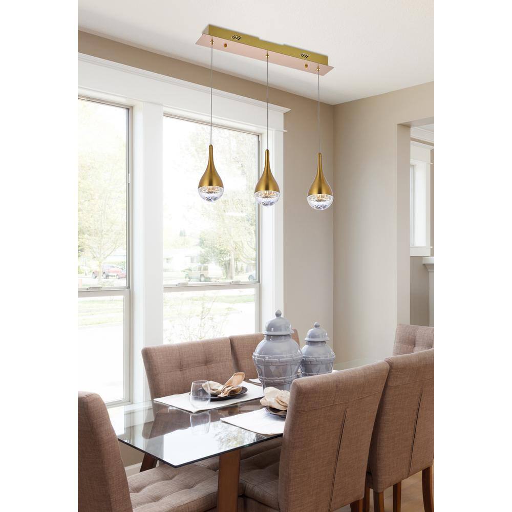 Alt View 1. Elegant Lighting - Amherst 24 inch LED pendant in satin gold - Satin Gold.