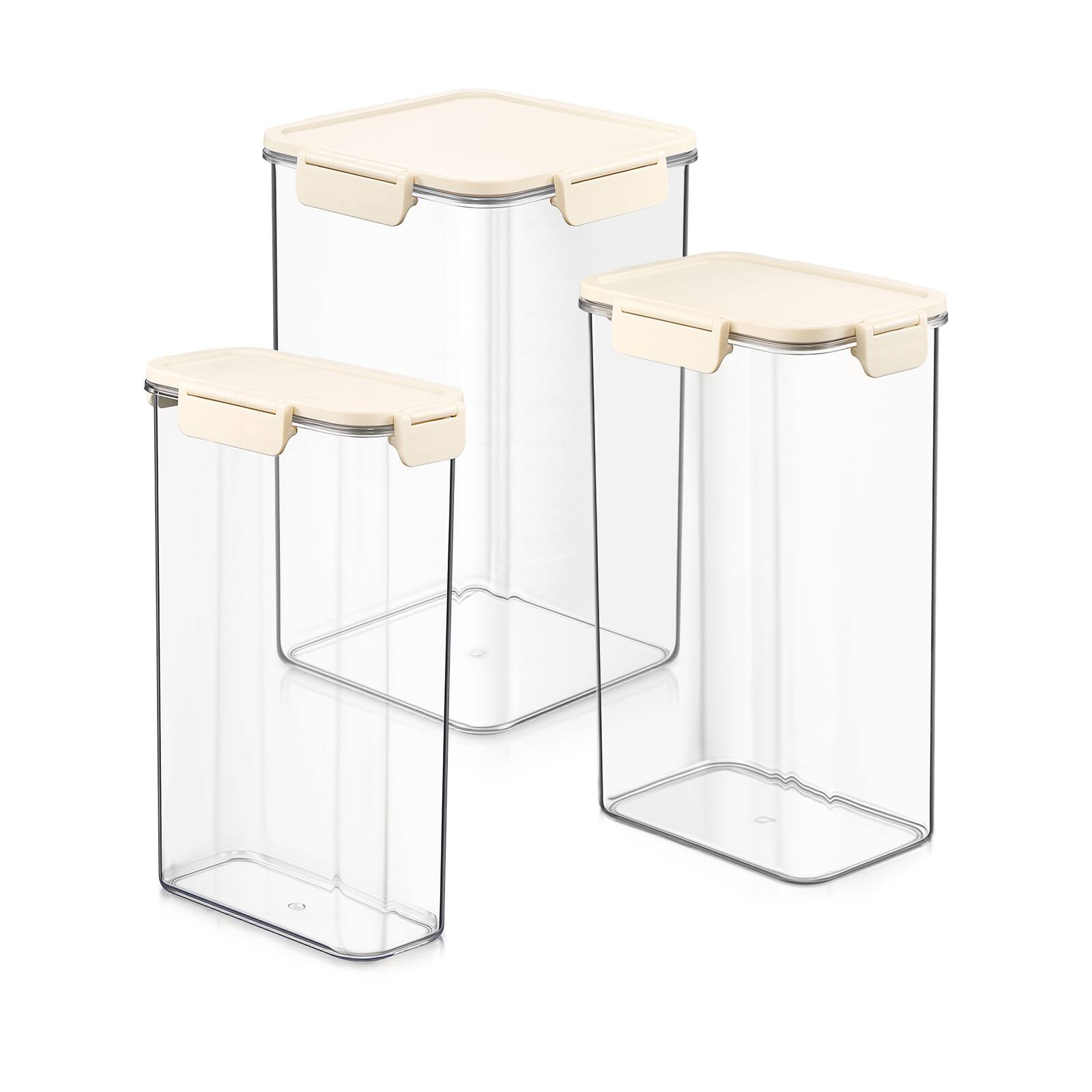 Angle. Sorbus - Sorbus 3-Pack Airtight Food Storage Container Set – Stackable Clear Pantry Canisters with Lids for Rice, Beans, Sugar - Clear.
