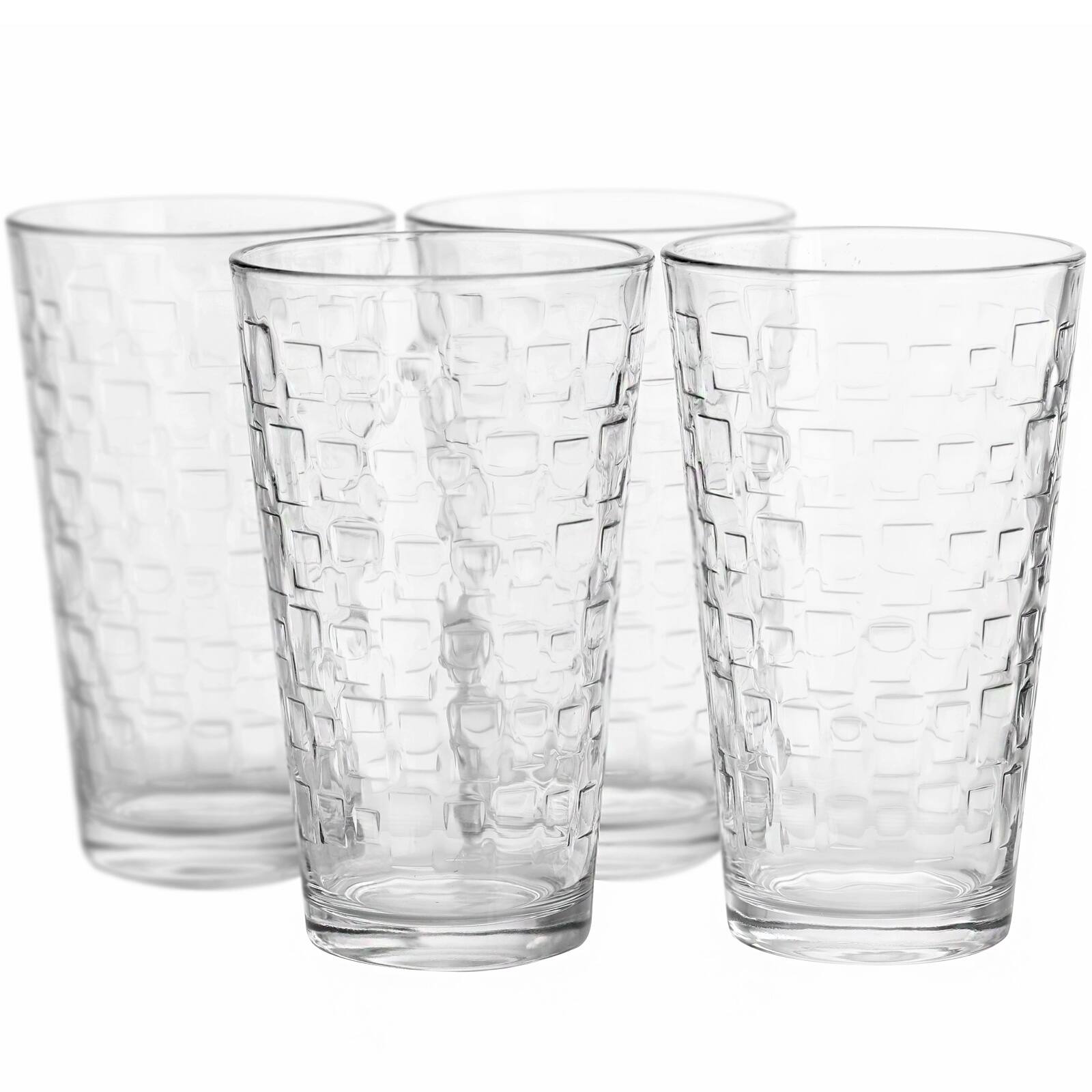 Alt View 5. Gibson - Gibson Home Great Foundations 4-Piece 16 oz. Tumbler Set, Square Pattern - Clear.