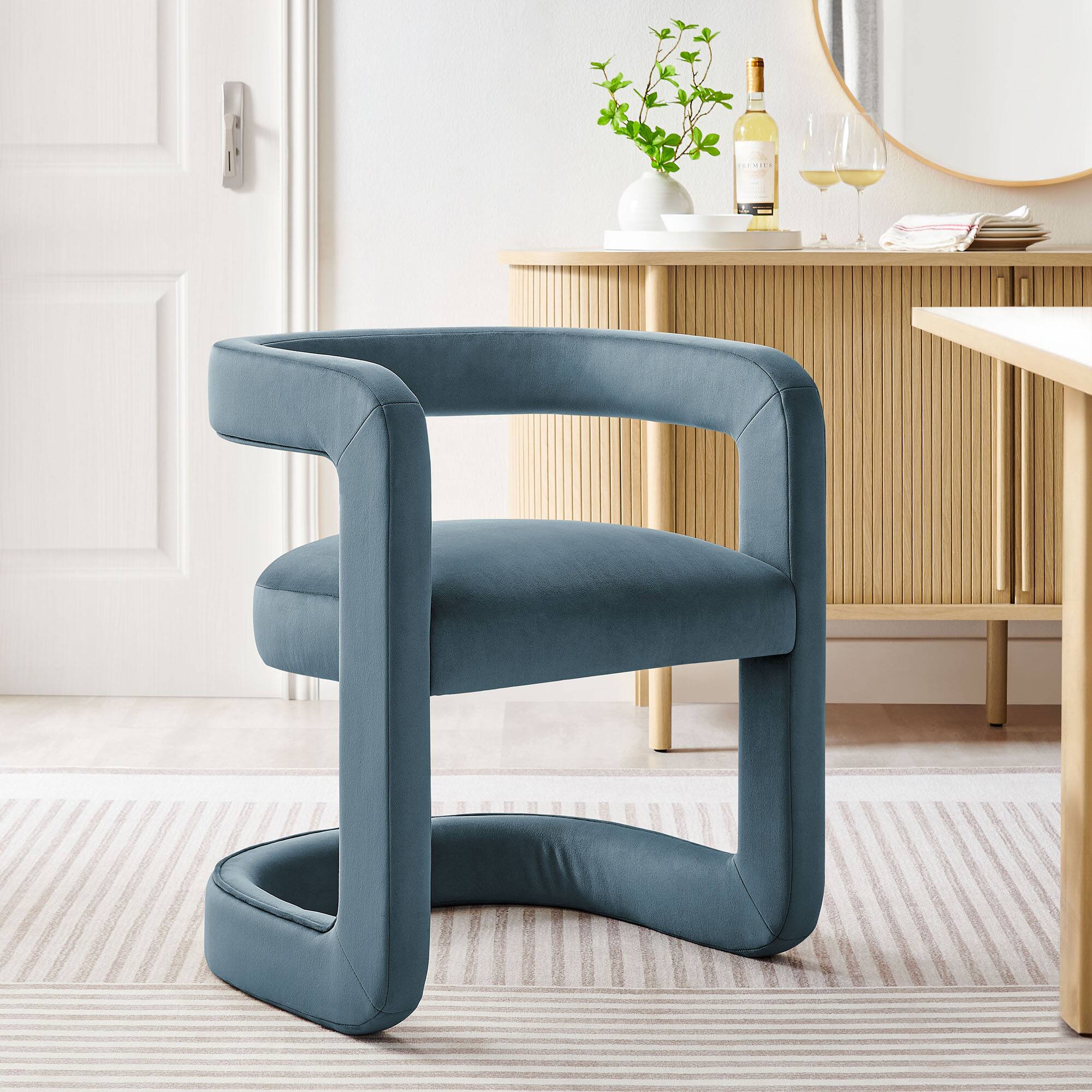 Alt View 6. Modway - Winslow Barrel Performance Velvet Dining Chair  by Modway - Blue.