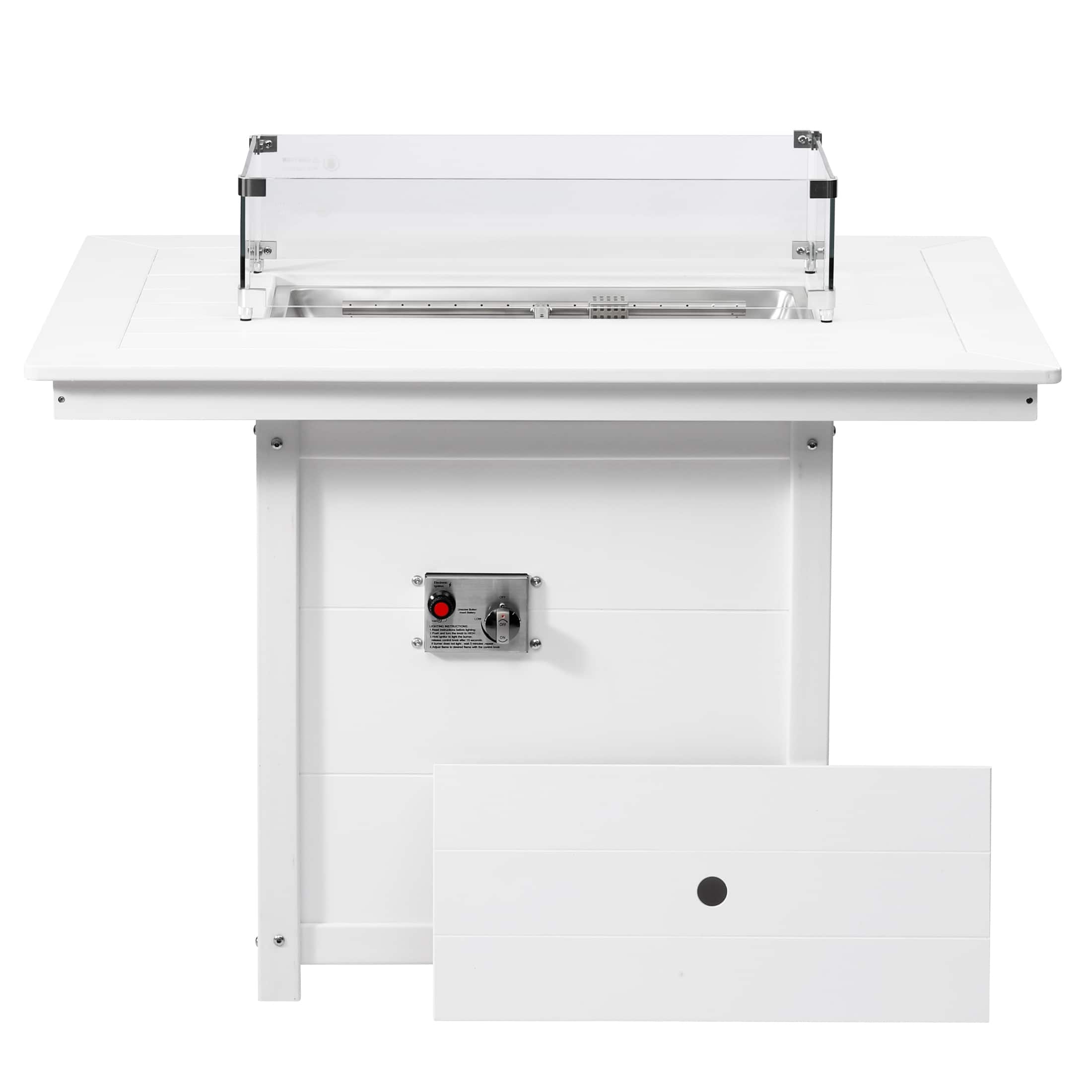 WestinTrends - Helios 46" Modern Outdoor Patio Gas Propane Rectangular Fire Pit Table - White
