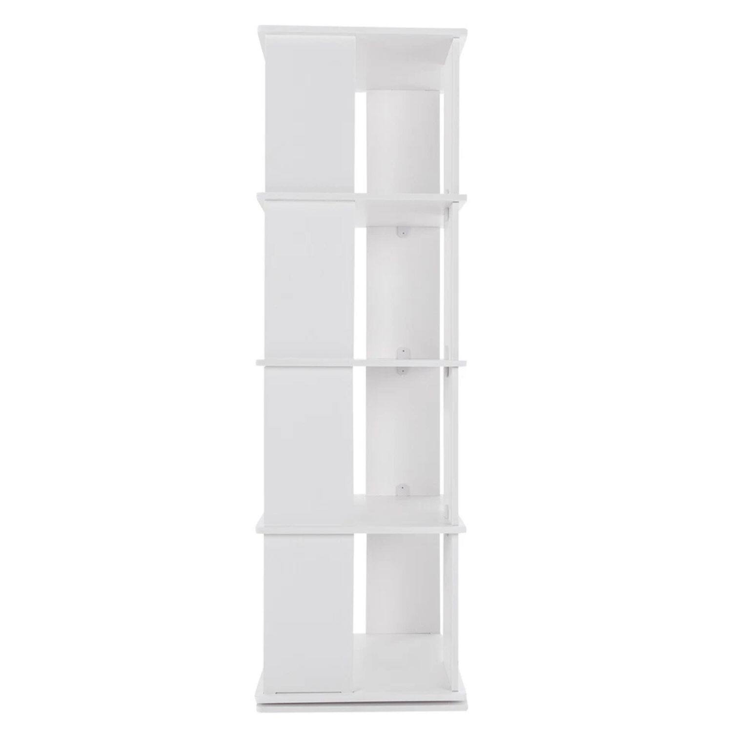 Angle. Home Collection - 4 Tiers 360° Rotating Bookshelf Bookcase Storage - White.