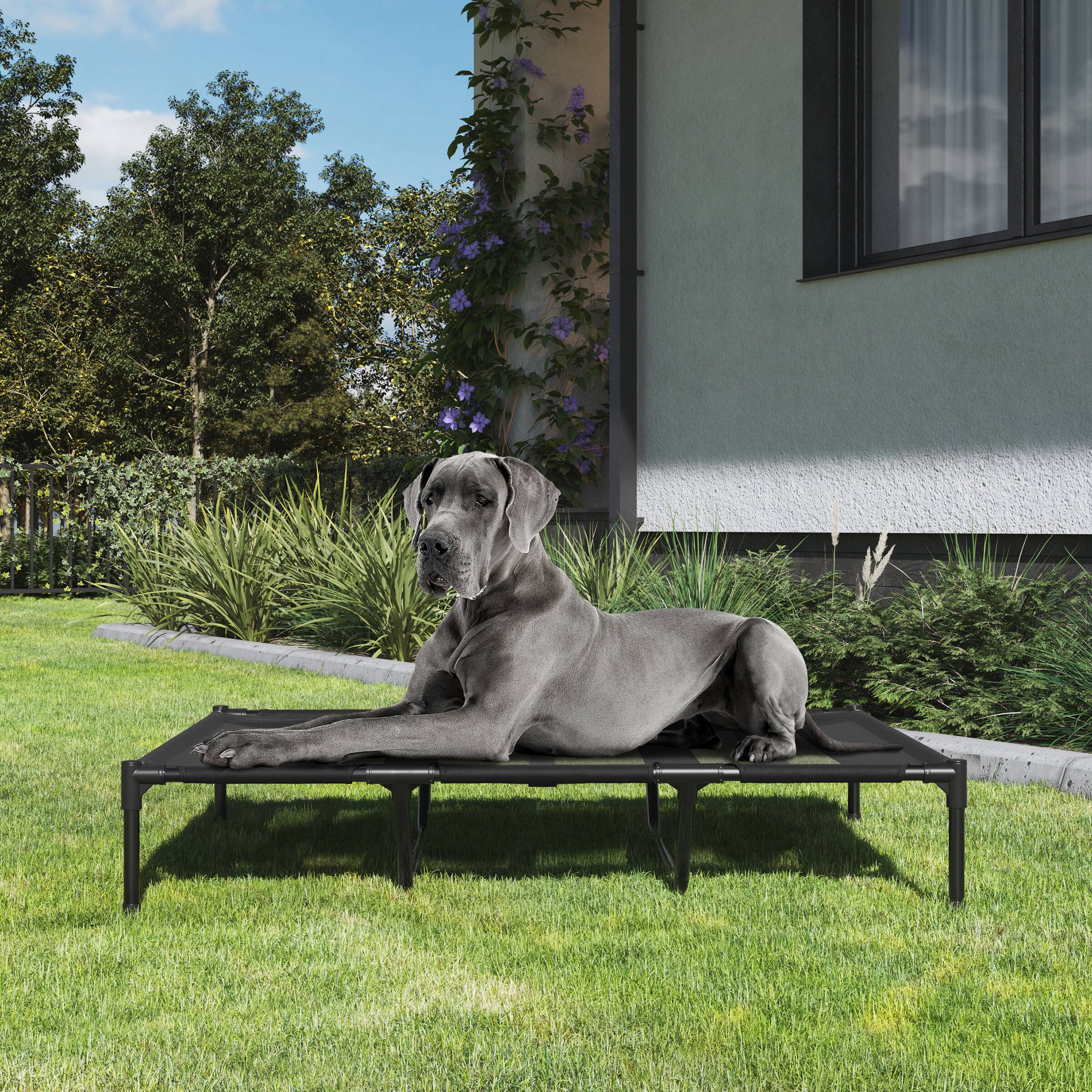 Alt View 3. PetMaker - Elevated Dog Bed 48x36-Inch Pet Bed with Non-Slip Feet - Indoor/Outdoor Dog Cot or Puppy Mattress for Pets up to 110lbs - Black.