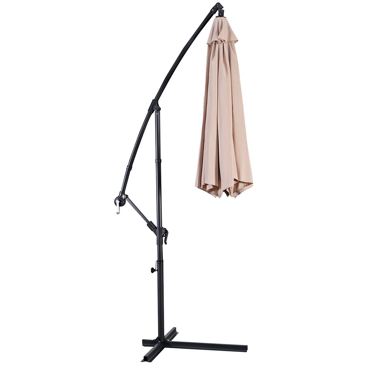 Alt View 7. Gymax - Gymax 10' Hanging Umbrella Outdoor Patio Market Banana Umbrella Offset Beige - Beige.