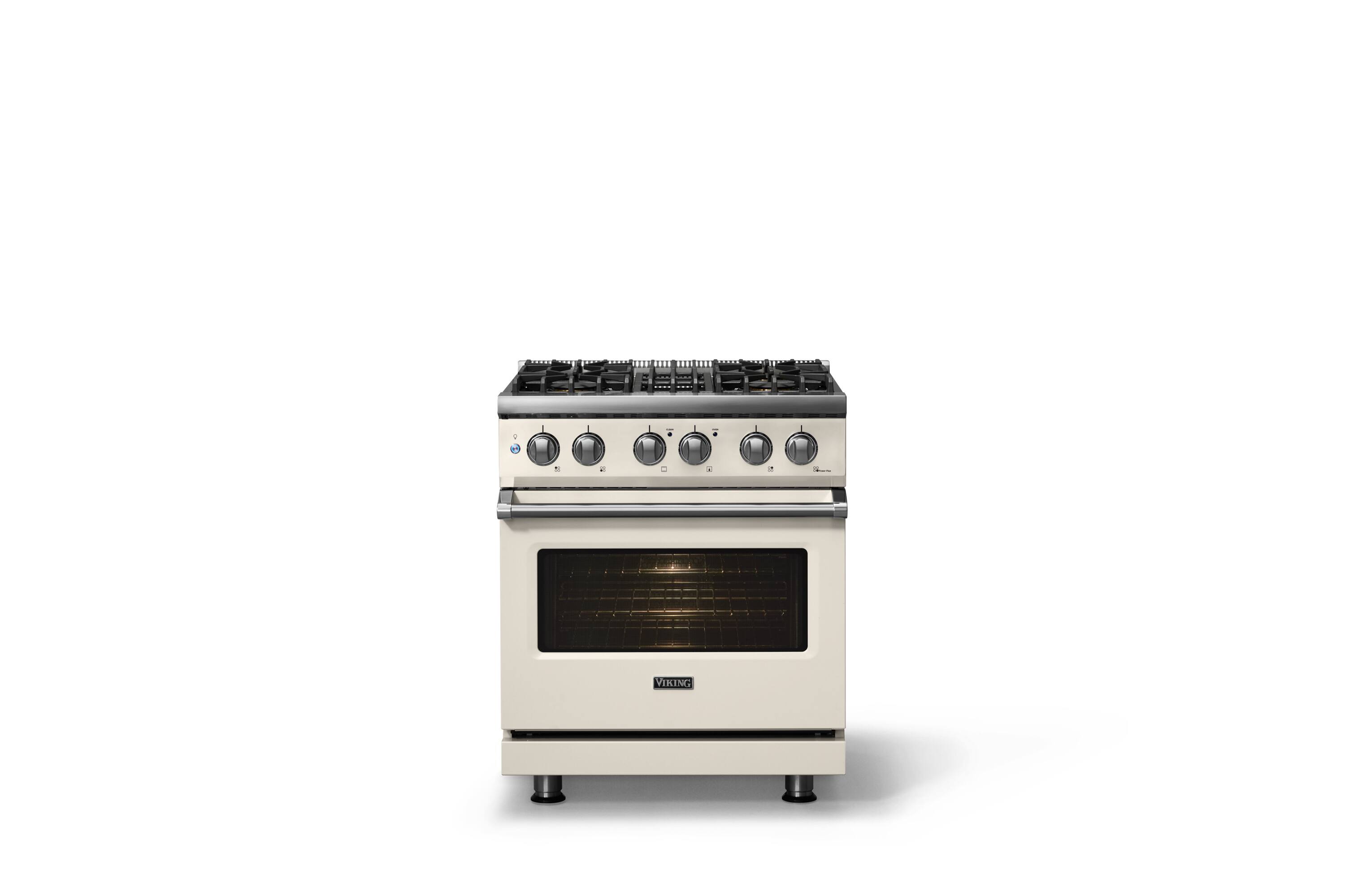 Alt View 1. Viking - 30 in. Wide 4 Burner Pro 5 Series 4.7 Cu. Ft. Freestanding Sealed Dual Fuel Convection Range - Pure White - Pure White.