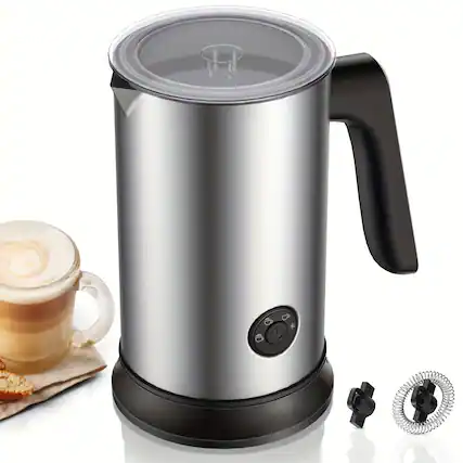 Front. KEINVE - Electric Milk Frother, Automatic Milk Steamer Warm or Cold Foam Maker, Milk Warmer with Temperature Controls - Silver.