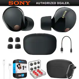 Sony - WF-1000XM5 Noise Canceling Truly Wireless Earbuds + Accessories & Extended Warranty Bundle - Black