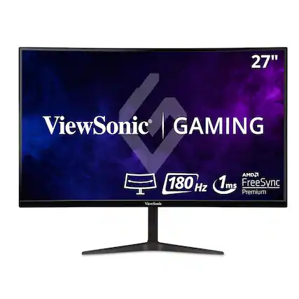 The text on the image reads: "27" ViewSonic GAMING AMD2 180 Hz 1ms ms FreeSync Premium ViewSonic."