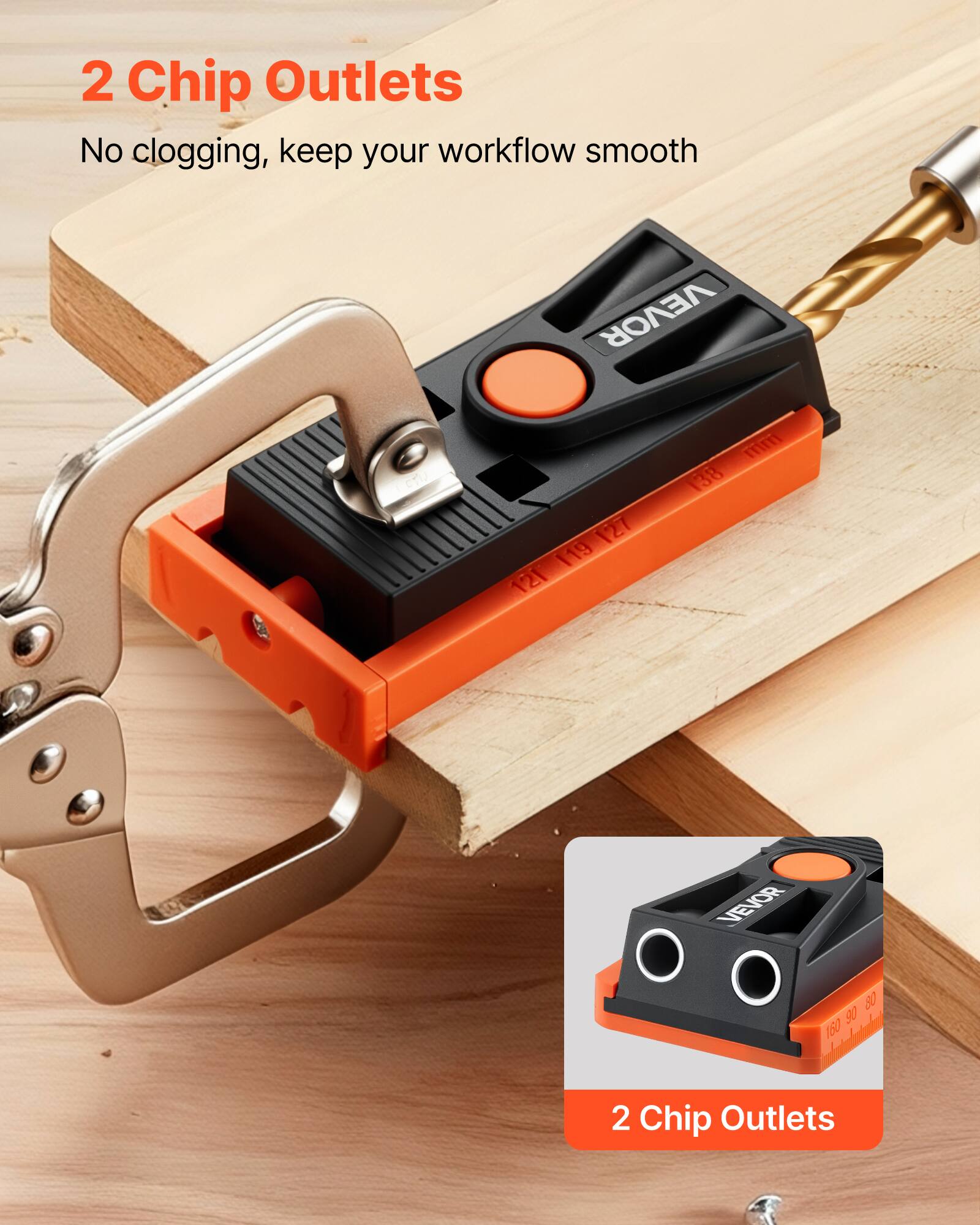 VEVOR Pocket Hole Jig Kit, 1/2 to 1 1/2 in Adjustable, Mini Jig