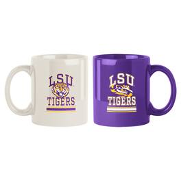 Logo Brands - LSU Tigers 2-Pack 15oz. Checkered Wordmark Mug Set - Multicolor