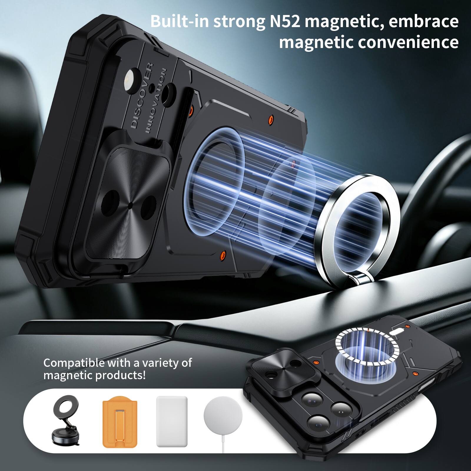 Built-in strong N52 magnetic, embrace magnetic convenience

DISCOVER INNOVATION LF

Compatible with a variety of magnetic products!