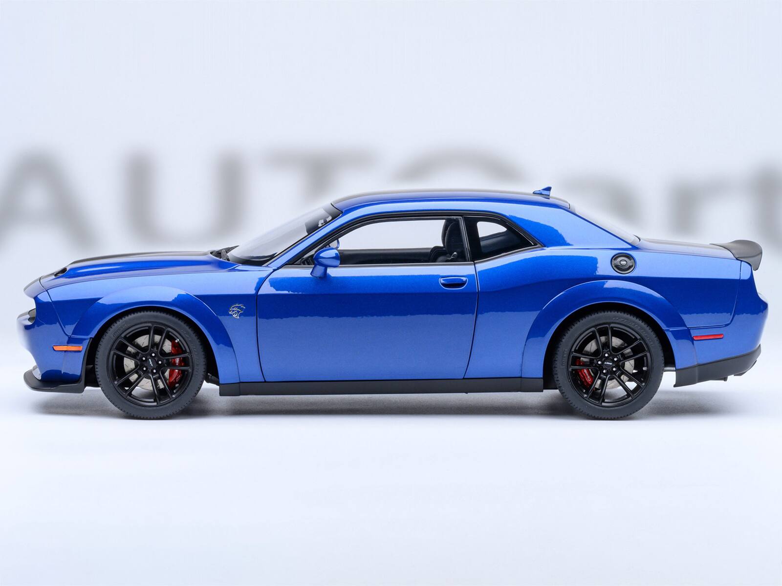 Alt View 7. Autoart - 2022 Dodge Challenger SRT Jailbreak Indigo Blue Metallic with Carbon Stripes 1/18 Model Car by Autoart.