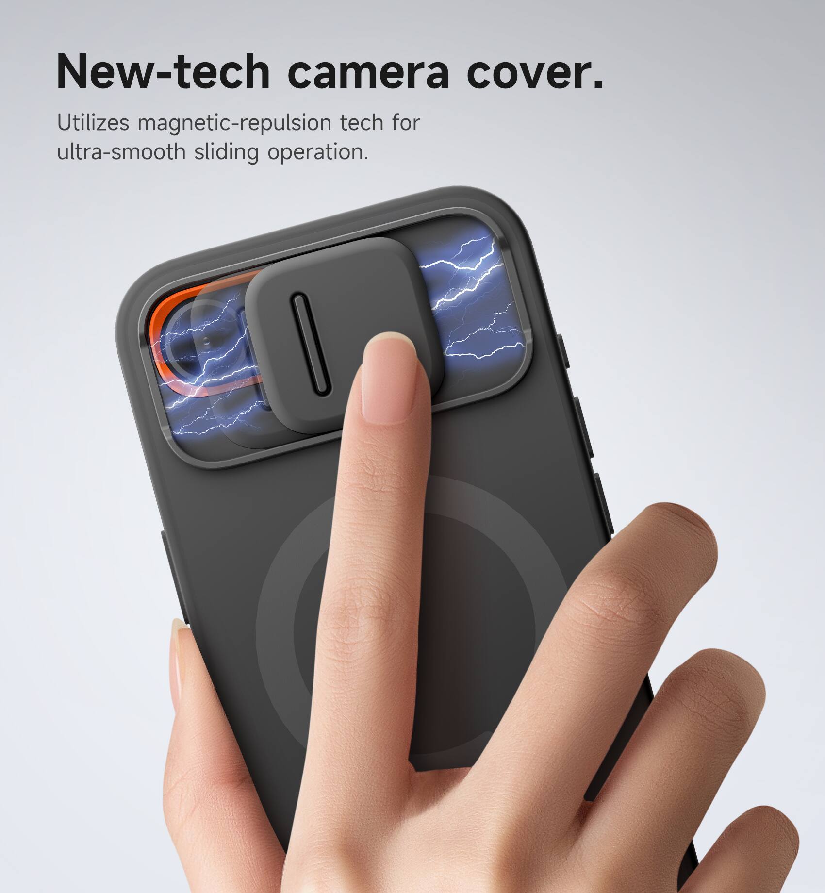 New-tech camera cover.  
Utilizes magnetic-repulsion tech for ultra-smooth sliding operation.