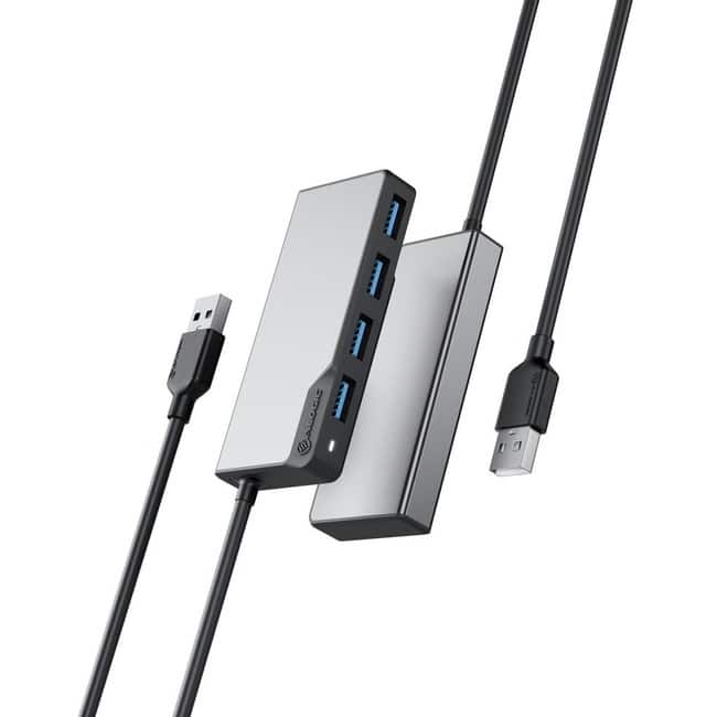 Alogic - USB-A Fusion SWIFT 4-in-1 Hub -Space Grey - USB 3.2 (Gen 1) Type A - Portable - 4 USB Port(s) - PC, ChromeOS