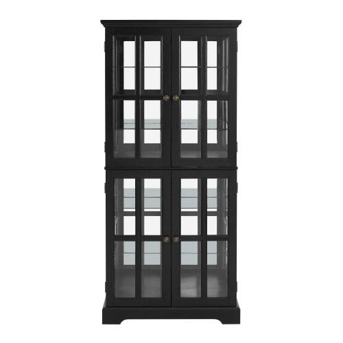 Alt View 8. LUCKY ONE - Freestanding Antique Curio Display Cabinet with Glass Doors Adjustable Shelves E26 Bulb for Collectibles - Black.