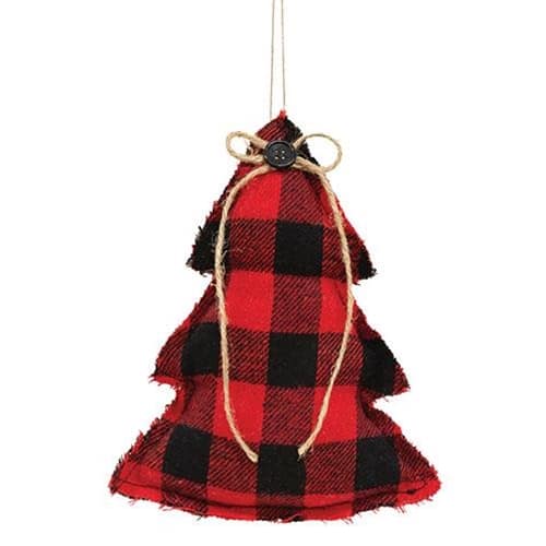 BreeBe - *Red & Black Check Stuffed Tree Ornament - Red, Black