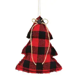 BreeBe - *Red & Black Check Stuffed Tree Ornament - Red, Black