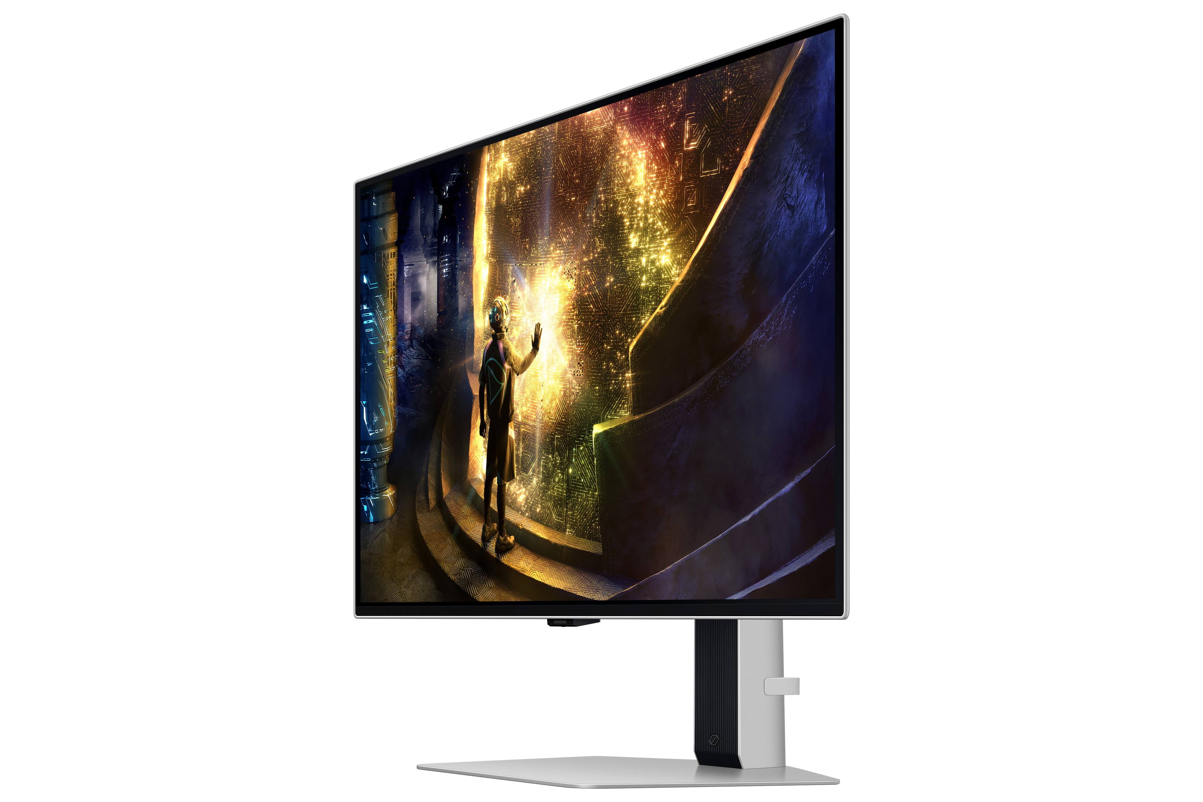 Alt View 22. Samsung - 27" Odyssey OLED G6 (G61S) QHD 240Hz 0.03ms FreeSync Premium Pro and G-Sync Compatible Gaming Monitor with HDR - Silver Metal with Slim Design.