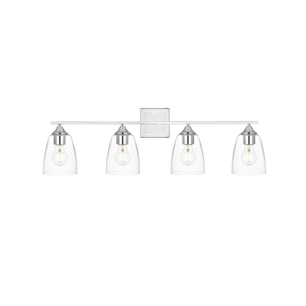 Front. Living District - Harris 4-Light Iron and Glass Bath Sconce - Chrome.
