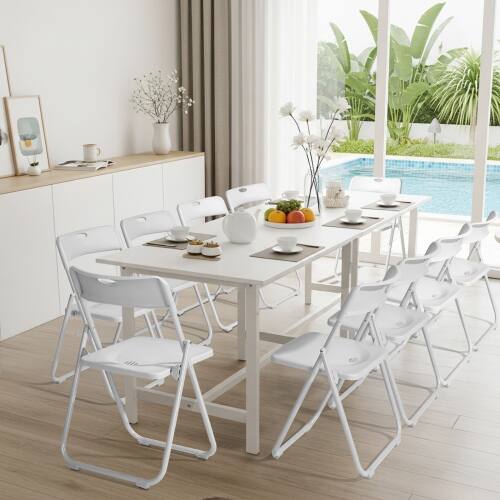 Alt View 7. Winado - 10PCS Portable Folding Plastic Stackable Chairs with Backrest Lightweight for Indoor Outdoor Camping Wedding Party - White.