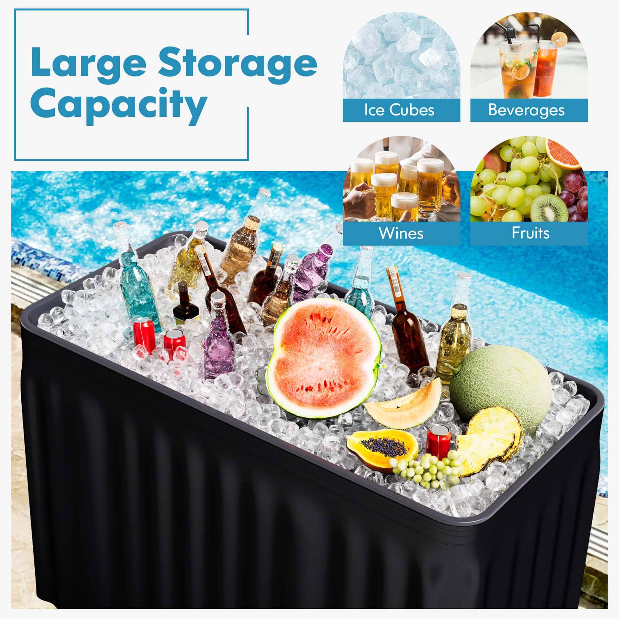 Large Storage Capacity

- Ice Cubes
- Beverages
- Wines
- Fruits