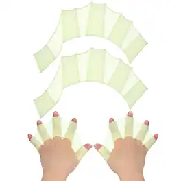 Unique Bargains - Silicone Swimming Gloves, Webbed Gloves Half-Finger Frog Type Water Resistance Swim Fins, 9"x6" 1 Pair - Green