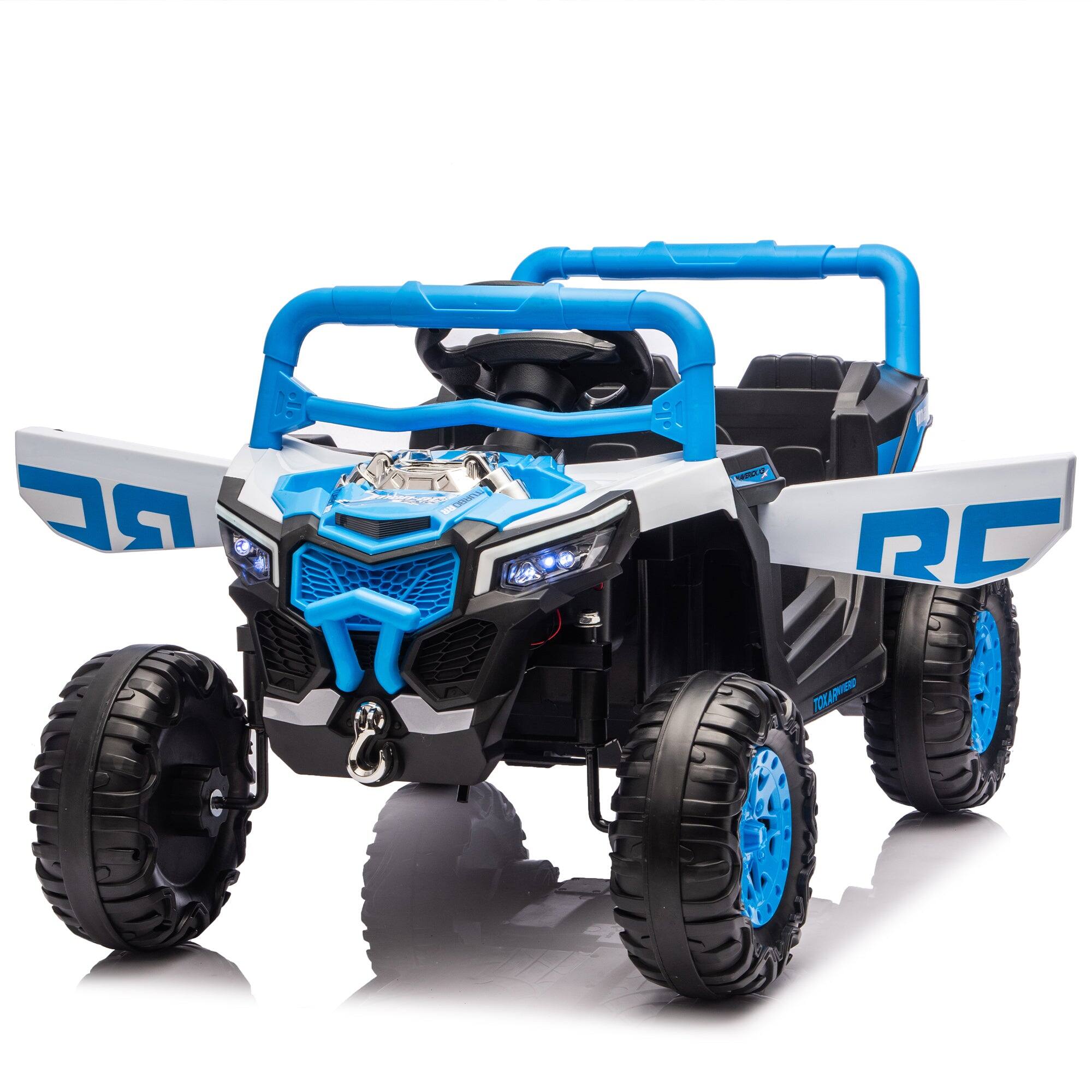 Alt View 8. BreeBe - 12V Kids Ride-On UTV with 2.4G Parental Remote, Slow Start, Swing, Shock Absorbers, LED Lights, Music, Ages 3-5 - Blue.