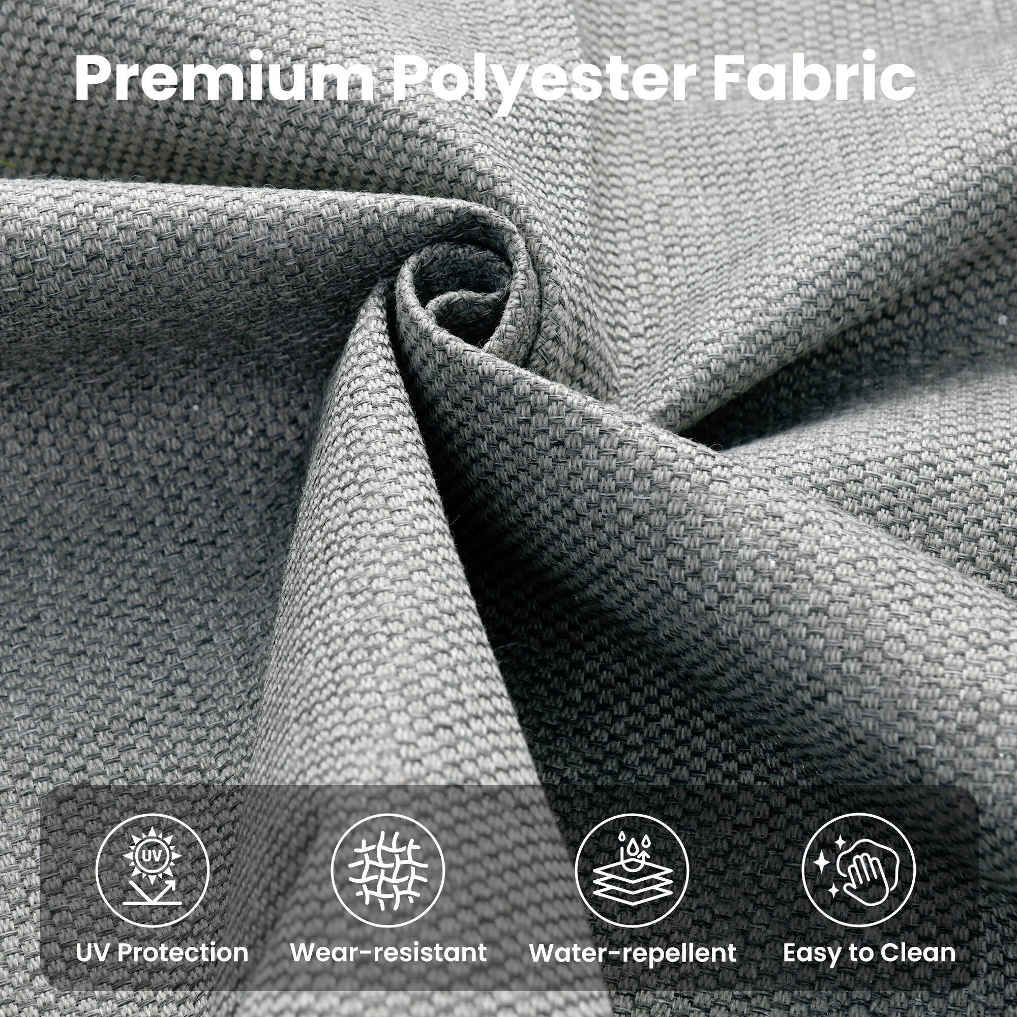 Premium Polyester Fabric

- UV Protection
- Wear-resistant
- Water-repellent
- Easy to Clean