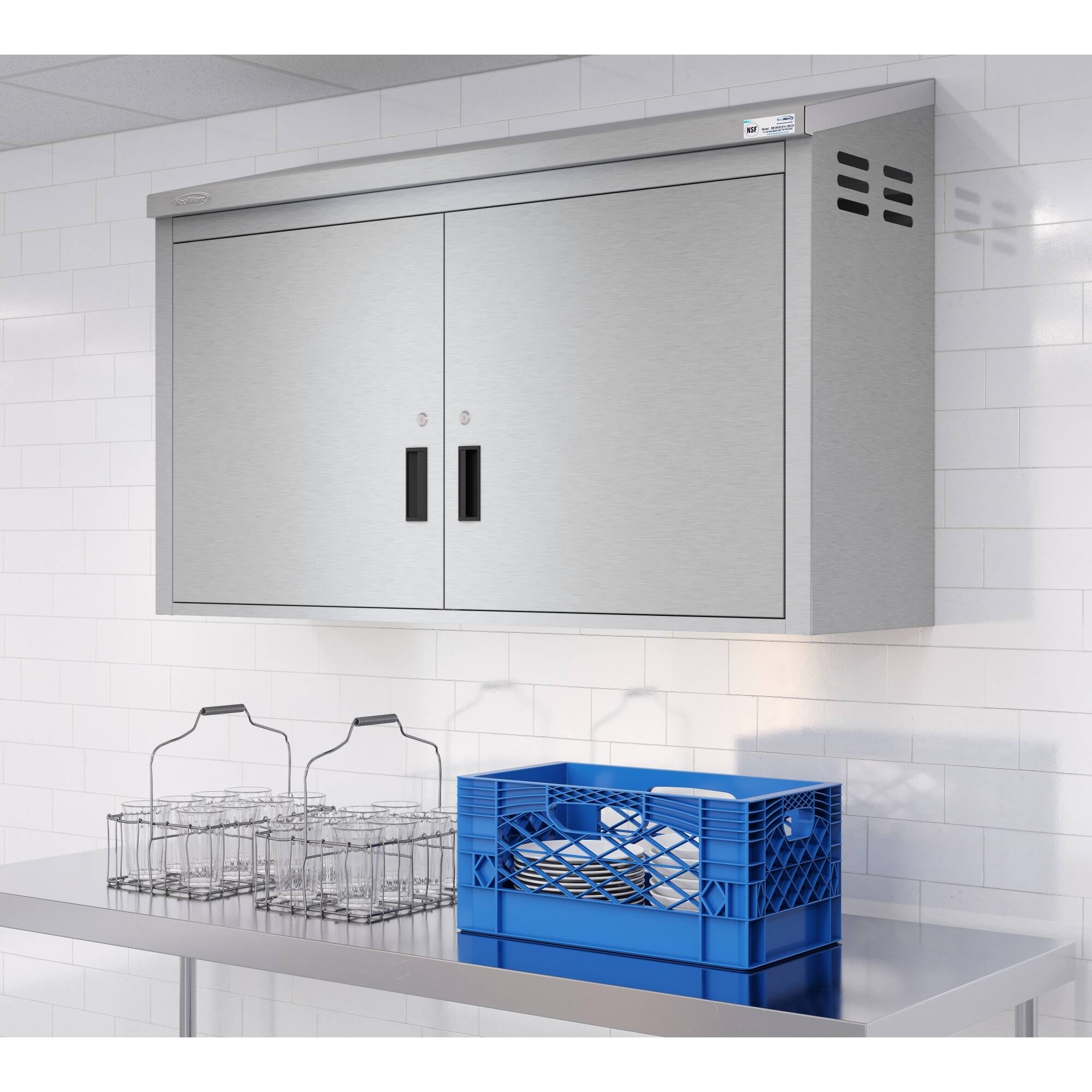 Alt View 2. Koolmore - 48 in. Kitchen Wall Cabinet with Hinged Doors and 2 shelves in Stainless-Steel (KM-WMC-1548-S) - Stainless-Steel.