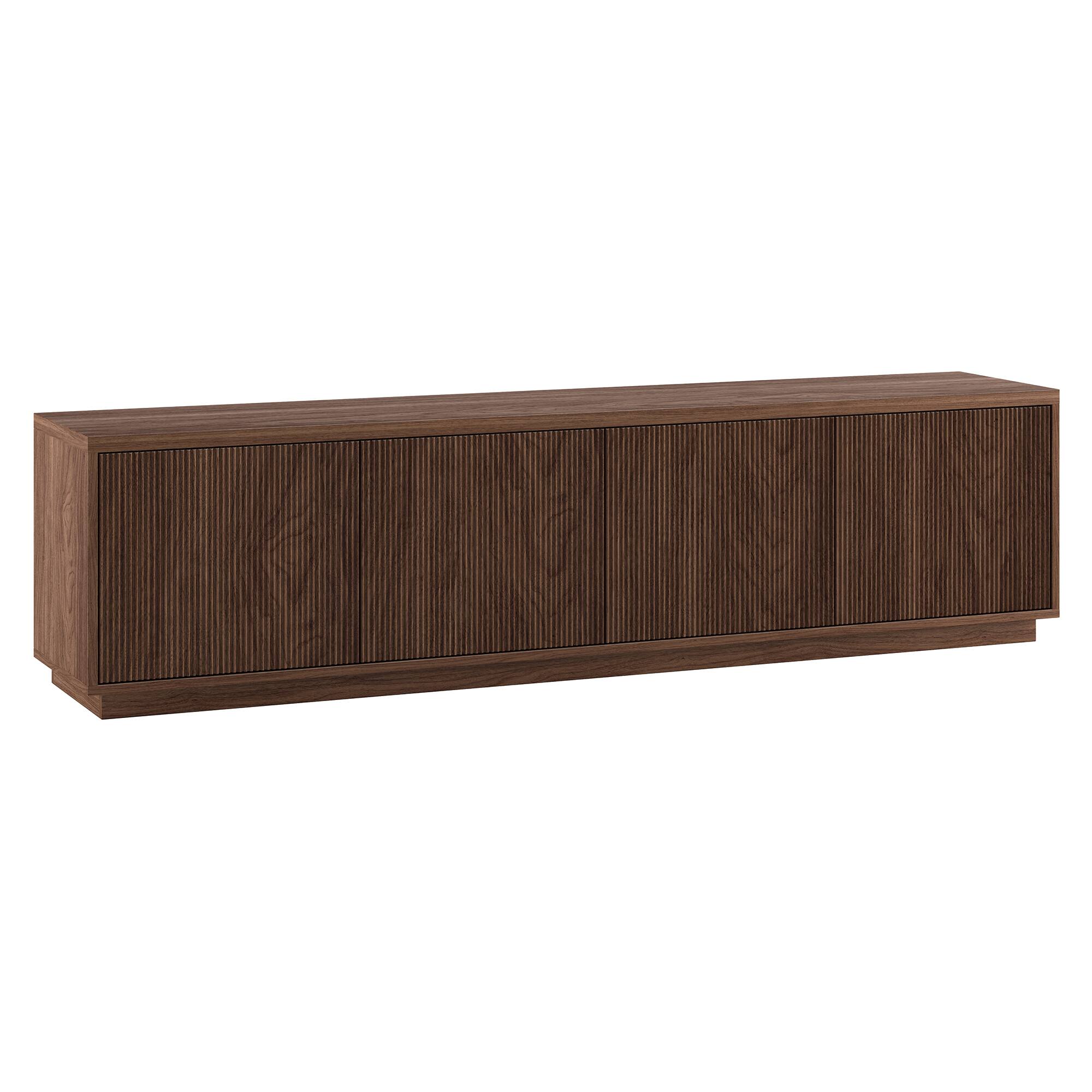 Front. Hudson&Canal - Hanson Rectangular Fluted TV Stand for TV's up to 85" in Satin Walnut - Satin Walnut.
