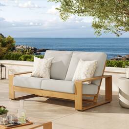 Lirienne Outdoor Patio Aluminum Faux Wood Loveseat by Modway - Ivory Natural