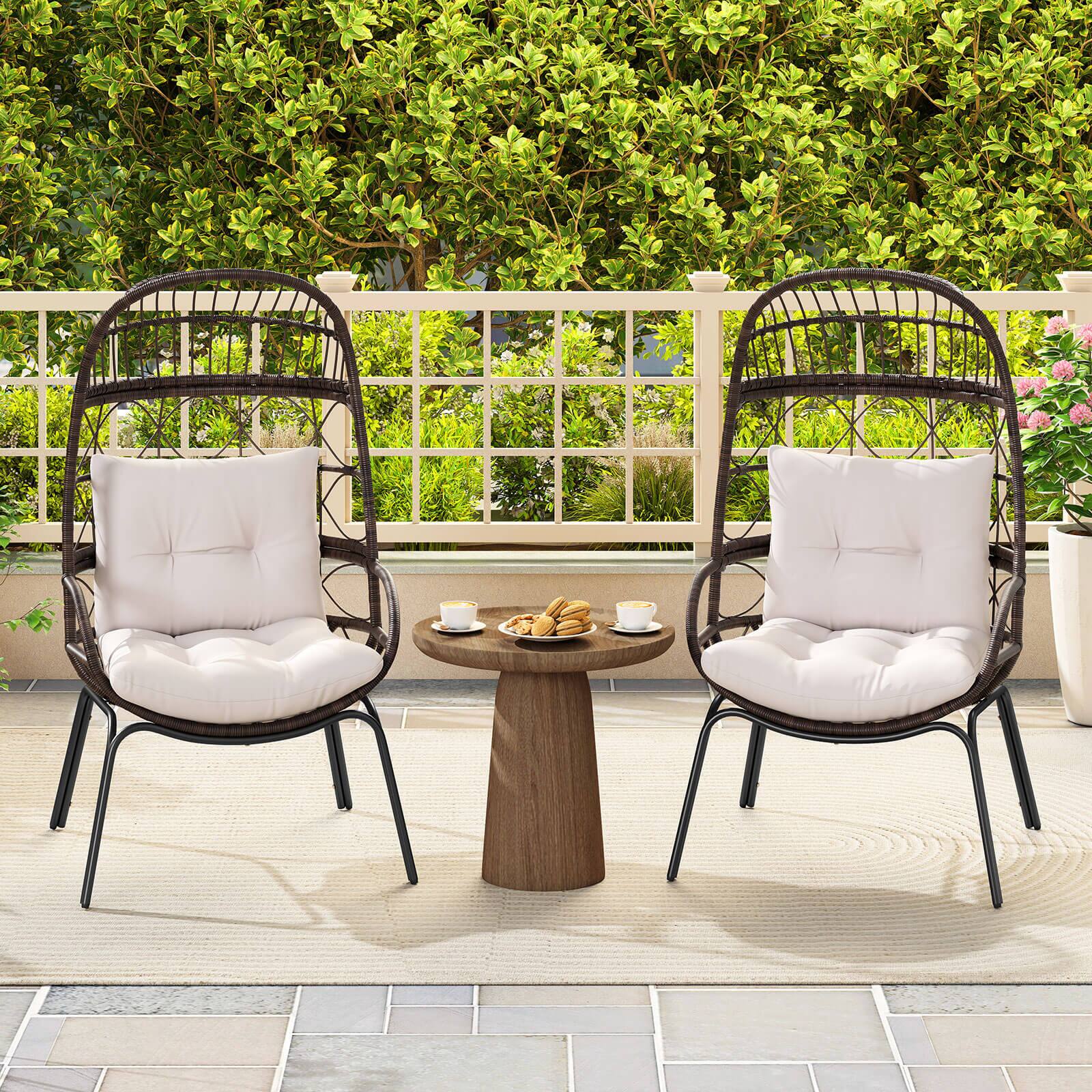 Alt View 4. Costway - Costway Patio Wicker Rattan Egg Chair with Seat & Back Cushions Metal Indoor Outdoor - Brown.