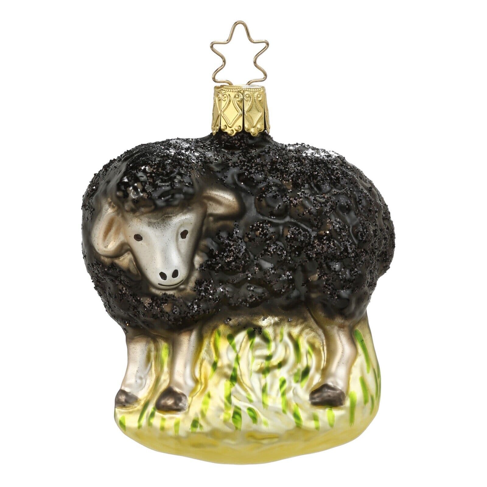 Inge Glas - The Sheep German Glass Christmas Tree Ornament FREE BOX - Black