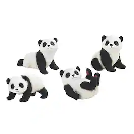 FC Design - 4-PC 1"H Cute Panda Figurine Set Office Desk Tabletop Home Decor Gift - Multi-Color