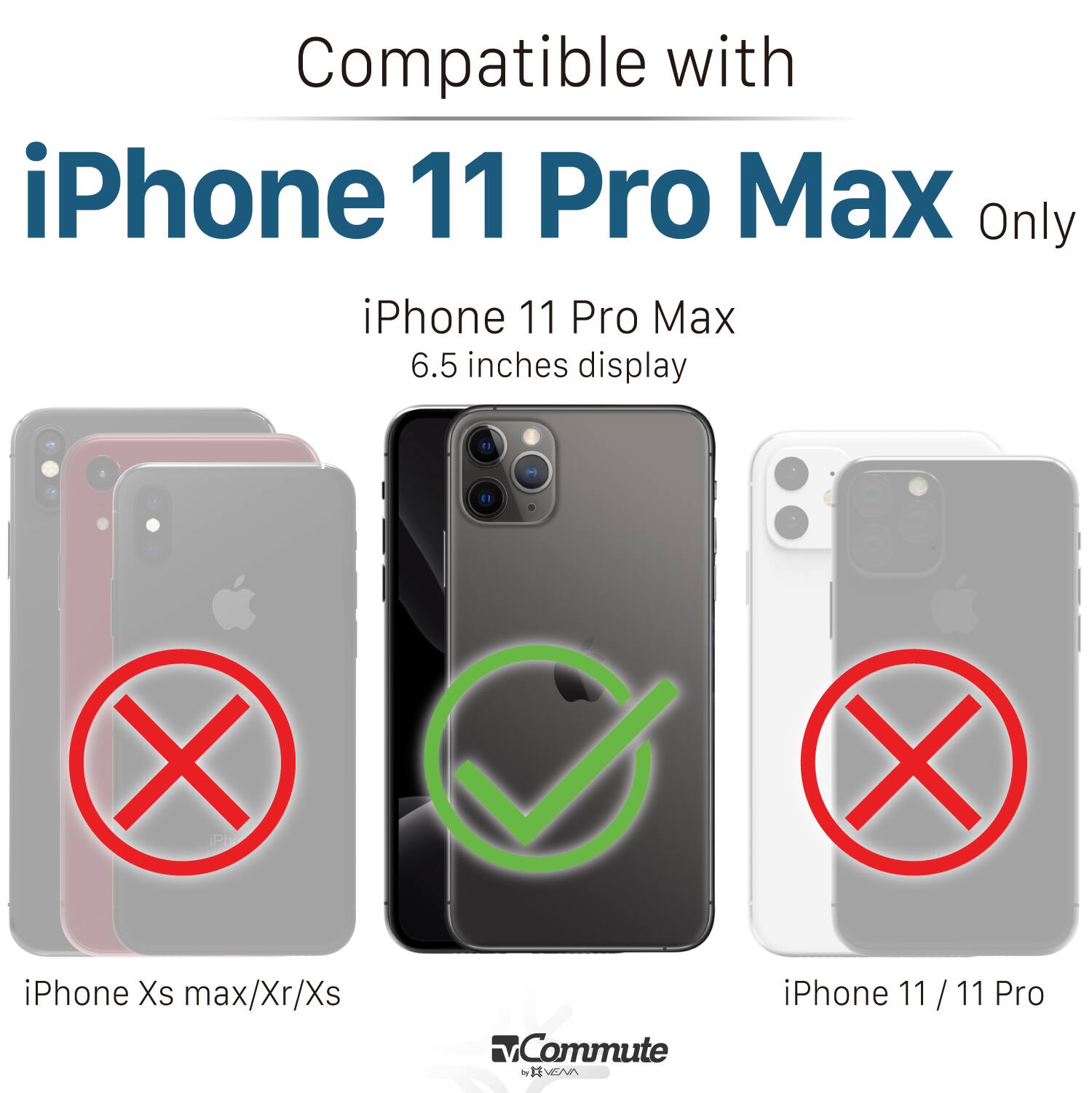 Compatible with iPhone 11 Pro Max Only

iPhone 11 Pro Max 6.5 inches display

iPhone Xs max/Xr/Xs

iPhone 11 / 11 Pro