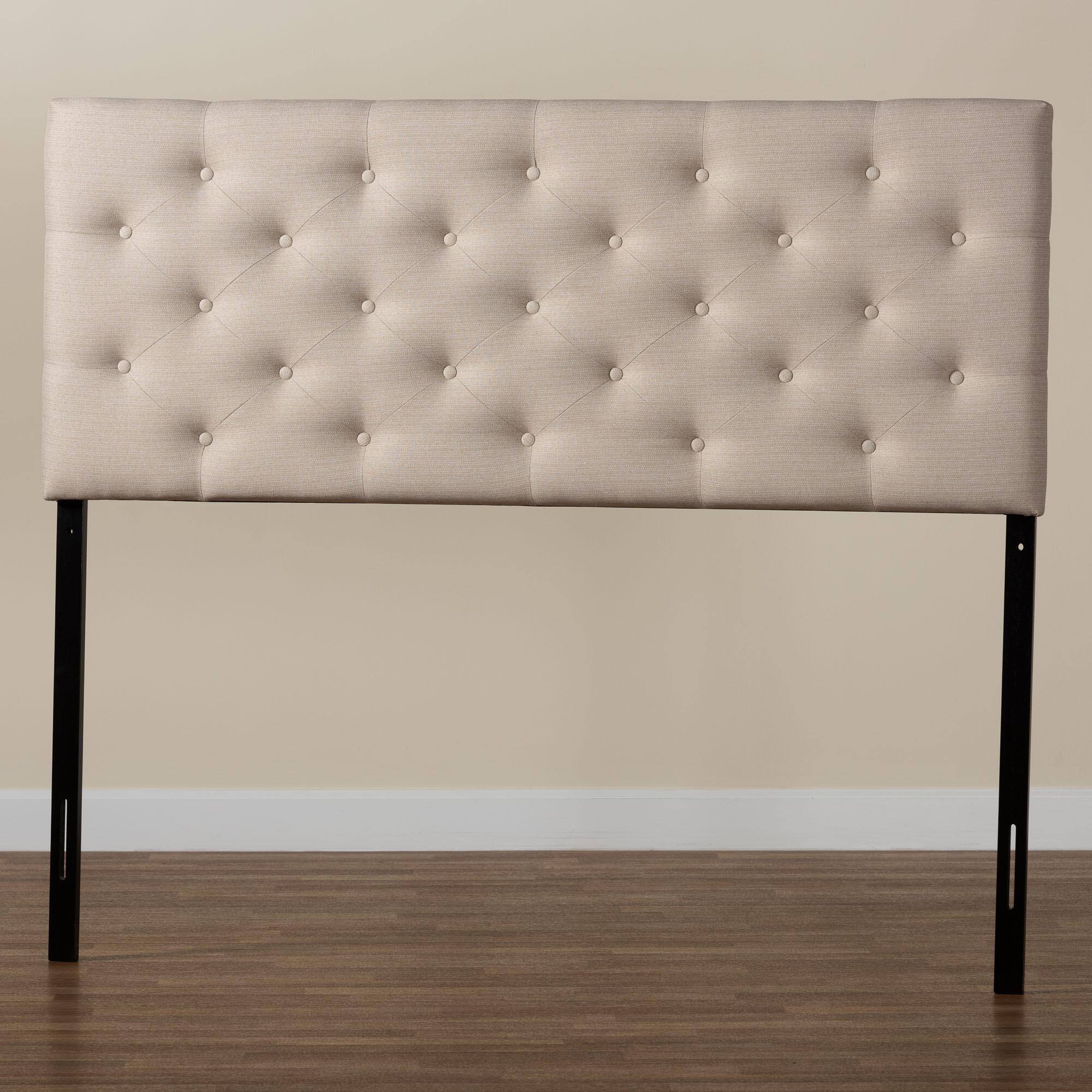 Alt View 1. Baxton Studio - Viviana Modern and Contemporary Fabric Upholstered Button-tufted Queen Size Headboard - Light Beige.