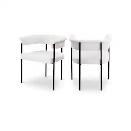Meridian Furniture - Malin Cream Boucle Fabric Dining Chair, Set of 2 - Beige