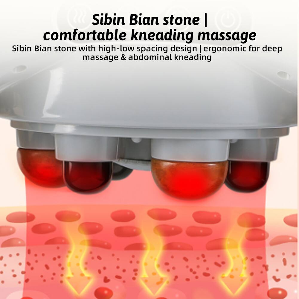 Sibin Bian stone | comfortable kneading massage  
Sibin Bian stone with high-low spacing design | ergonomic for deep massage & abdominal kneading