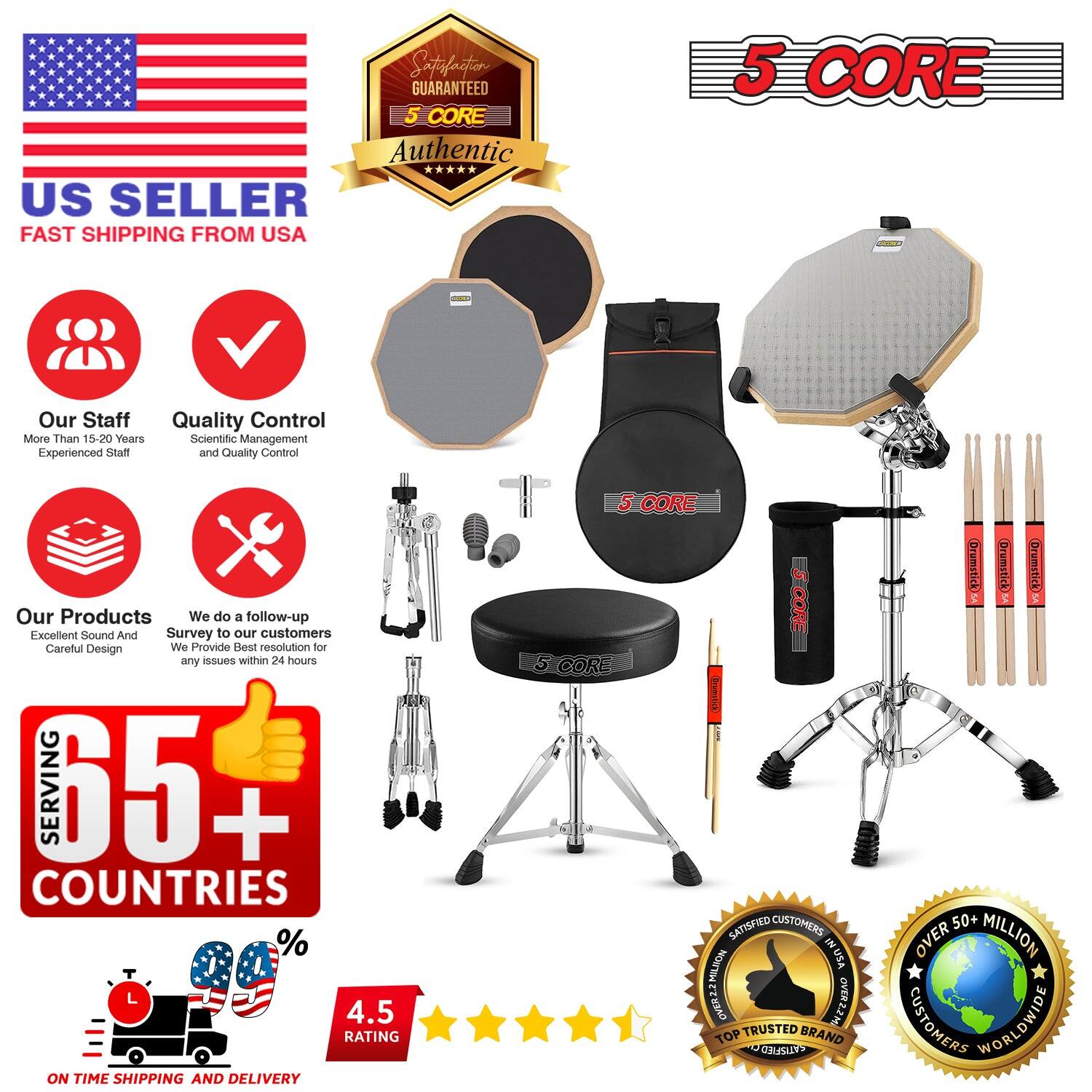 **US SELLER**  
FAST SHIPPING FROM USA  

**5 CORE**  
SATISFACTION GUARANTEED  
Authentic  

**Our Staff**  
More Than 15-20 Years Experienced Staff  

**Quality Control**  
Scientific Management and Quality Control  

**Our Products**  
Excellent Sound And Careful Design  

**We do a follow-up Survey to our customers**  
any issues within 24 hours  

**SERVING 65+ COUNTRIES**  

**ON TIME SHIPPING AND DELIVERY**  
99%  

**4.5 RATING**  

**SATISFIED CUSTOMERS IN USA**  
TOP TRUSTED BRAND  

**OVER 50+ MILLION CUSTOMERS WORLDWIDE**