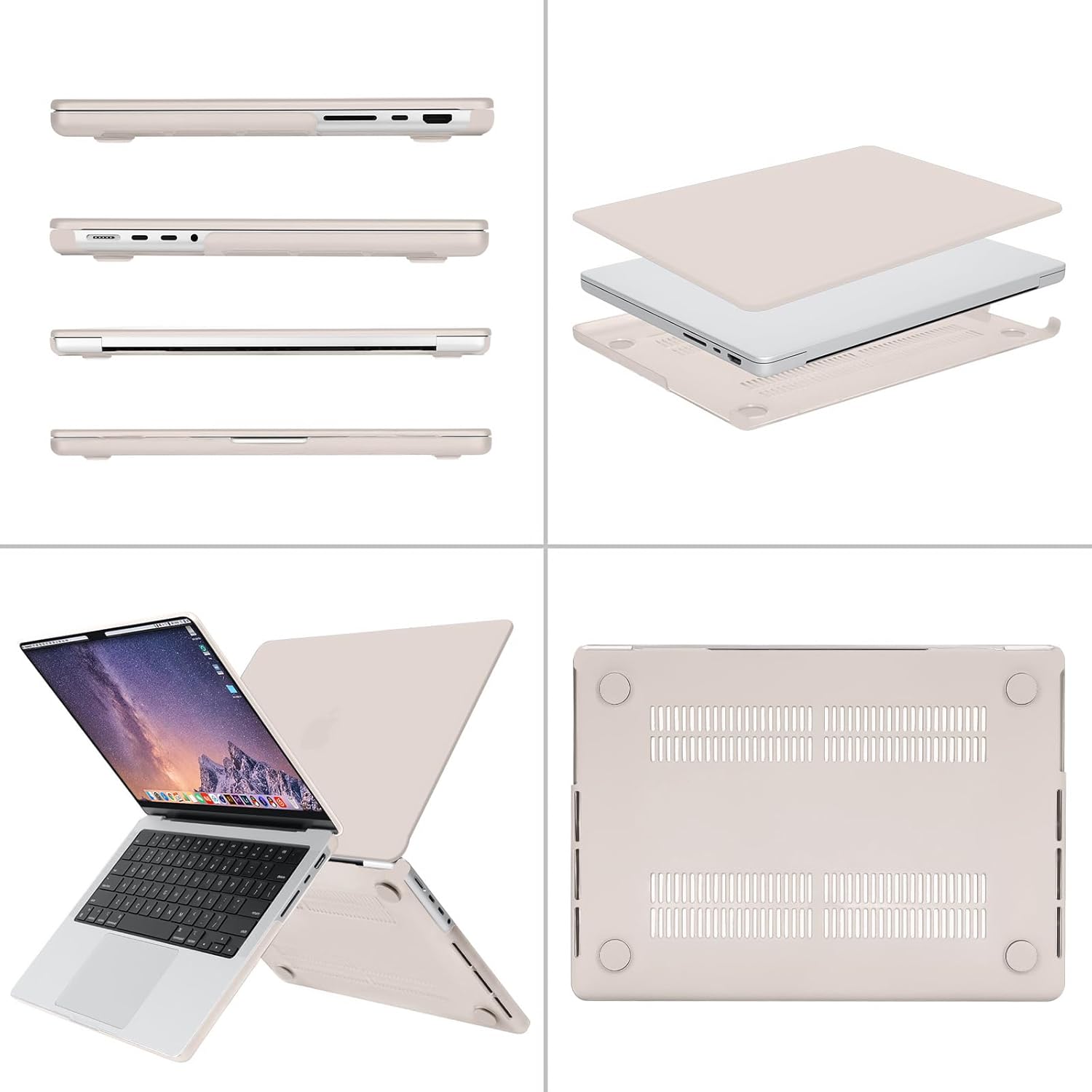 Alt View 1. mosiso - Case for MacBook Pro 14 inch Case M5 M4 M3 M2 M1 2026-2021 A3427 A3426 A3434 A3112 A3185 A3401 A2918 A2992 A2779 A2442 - Stone Gray.